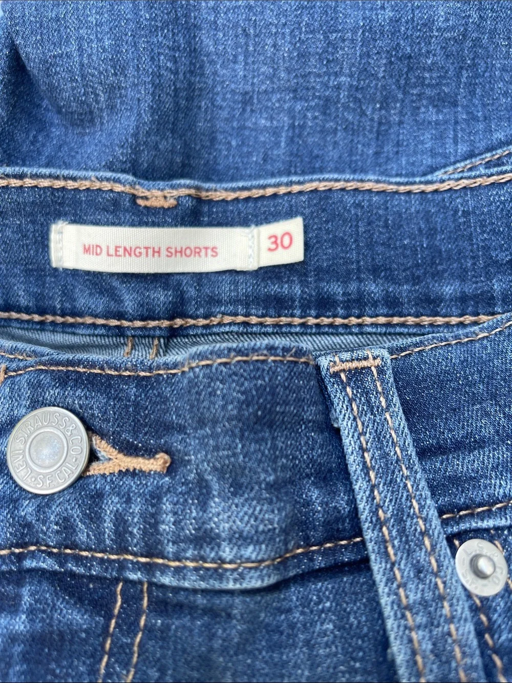LEVI’S Mid-Length/Mid-Rise Distressed Denim Shorts